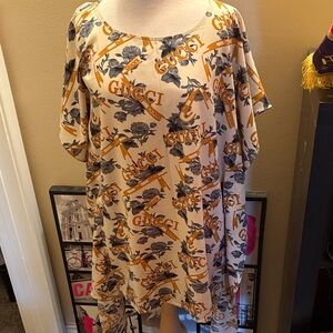 Fashion Beige and Black Graphic Dress